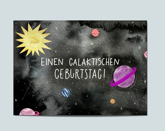 Postkarte Universum, Postkarte Weltall, Kindergeburtstag, Geburtstagskarte, Glückwunschkarte, Geburtstagskarte