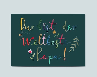 Postkaart Weltbester Papa, Vatertag,