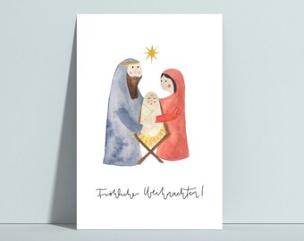 Postkarte Weihnachten, Weihnachtskarte, Weihnachtsgrüße, Karte Weihnachten, Postkarte Weihnachten, Krippe Weihnachten, Krippe Karte