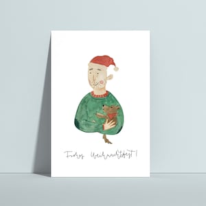 Postkarte "Weihnachten mit Hund", Weihnachtskarte, Postkarte Weihnachten, Weihnachtswünsche, Weihnachtsgrüße, Postkarte Hund