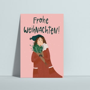 Postkarte "Frohe Weihnachten", Weihnachtsfrau, Weihnachtskarte, Weihnachtsgrüße, Weihnachtswünsche, Weihnachtsgeschenk, Winter Karte