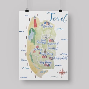 A4-Poster „Texel, Insel, Texel Karte, Nordsee, Meer.“