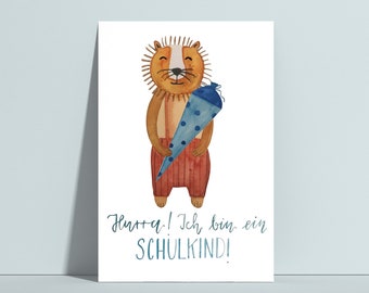Postkarte "Schulkind", Schulanfang, Einschulung Junge, Einschulung Mädchen, Grundschule, 1. Schultag, Postkarte zur Einschulung, Schultüte