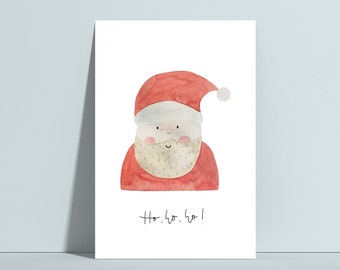 Postkarte "Weihnachtsmann", Ho ho ho, Weihnachten, weihnachtliche Karte, Weihnachtskarte, Grußkarte, Weihnachtswünsche