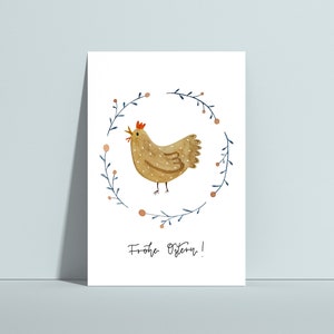 Osterkarten Huhn, Ostergruß, Osterkarte, Frohe Ostern, Postkarte Ostern, Schöne Ostern, Ostern Grußkarte