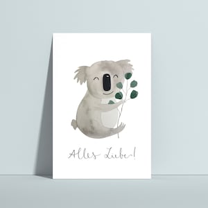 Geburtstagskarte Koala, Kindergeburtstag, Glückwunschkarte, Postkarte Koala
