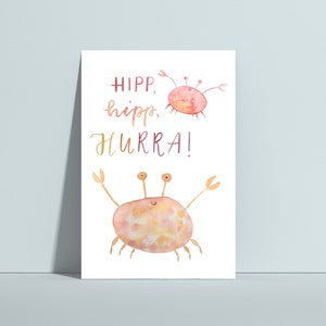 Carte postale "Hipp, hipp, Hourra!", Geburtstag, Krebse, Kindergeburtstag, Postkarte, Glückwunsch, Joyeux anniversaire