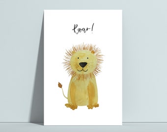 Postkarte "Löwe", Geburtstagskarte, Löwe Postkarte, Grußkarte Kind, Einfach-so-Karte