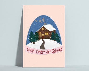 Postkarte "Schneekugel", Leise rieselt der Schnee, Weihnachtskarte, Karte Weihnachten, Weihnachtsgrüße, Karte Winterlandschaft
