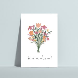 Postkarte "Danke, Dankeschön, Blumenstrauß, Blumen, Freundschaft, Geschenk."