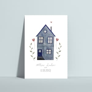 Postkarte zum Einzug, Einzugsgeschenk, Umzugskarte, neue Haus Karte