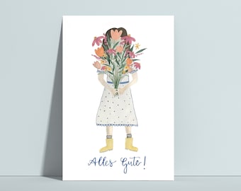 Postkarte "Alles Gute", Blumenstrauß, Geburtstag, Glückwunschkarte, Postkarte, Geburtstagskarte