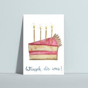 Carte postale "Wünsch dir was!", Geburtstag, Glückwunsch, Geburtstagskarte, Kuchen, Joyeux anniversaire, Geschenk