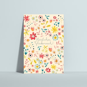 Postkarte Blumen ,zum Geburtstag, Glückwunsch, Freundin, Kind, Geschenk