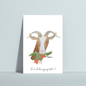 Postkarte "Frühlingsgrüße", Postkarte Frühling, Osterkarte, Postkarte Ziege, Postkarte Frühlingsgruß, Karte Frühling, Postkarte Ostern