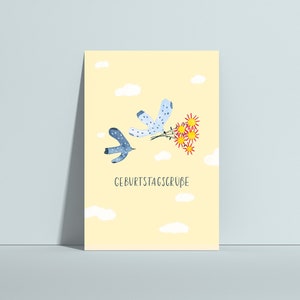 Cartão Postal Geburtstagsgrüße, Geburtstagskarte Vogel, Geschenkidee