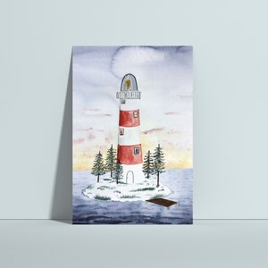 Weihnachtskarte Leuchtturm, Postkarte Weihnachten, Weihnachtsgrüße, Karte Weihnachten, Weihnachtswünsche, Bild 1