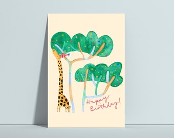 Geburtstagskarte Giraffe, Glückwunschkarte, Kindergeburtstag, Geschenkidee Kindergeburtstag