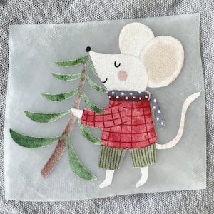 Bügelbild Weihnachtsmaus, Aufnäher, Geschenk für den Adventskalender