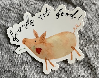 Friends not Food Sticker, Tierliebhaber, Schwein, Tierrechte, Veganismus, Geschenk