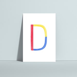Buchstabenkarte D, Buchstabenposter, ABC Karten, Alphabet Karten, Girlande, Namensposter, Namensgirlande, Kinderzimmer Deko