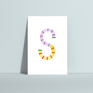 Buchstabenkarte S, ABC Karten, Alphabet Karten, Buchstabengirlande, Namensgirlande, Kinderzimmer Deko, Geschenk zur Geburt
