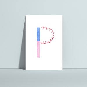 Buchstabenkarte P, ABC Karten, Alphabet Karten, Buchstabengirlande, Namensgirlande, Kinderzimmer Deko, Gift zur Geburt, Geburtstagskarte