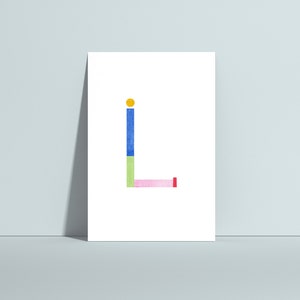 Buchstabenkarte L, ABC Karten, Alphabet Karten, Buchstabengirlande, Namensgirlande, Kinderzimmer Deko, Geschenk zur Geburt