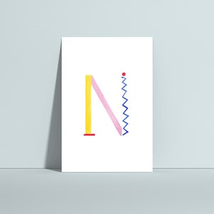 Buchstabenkarte N, ABC Karten, Alphabet Karten, Buchstabengirlande, Namensgirlande, Kinderzimmer Deko, Gift Einschulung