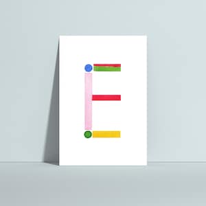 Buchstabenkarte E, ABC Karten, Alphabet Karten, Buchstabenposter, Namensposter, Namensgirlande, Einschulung Geschenk, Kinderzimmer Deko