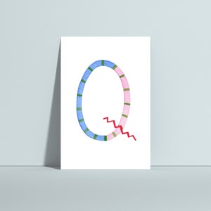 Buchstabenkarte Q, ABC Karten, Alphabet Karten, Buchstabengirlande, Namengirlande, Gift zur Geburt, Einschulung Gift