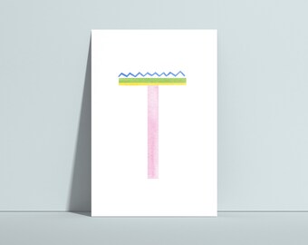 Buchtsabenkarte T - ABC Karten - Alphabet Karten - Buchstabengirlande - Namensgirlande - Kinderzimmer Deko - Geschenk zur Geburt