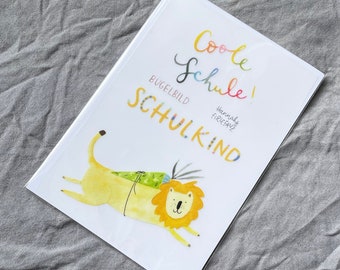 Bügelbild-Set Schulanfang Löwe, Gift Einschulung, Schultüte, Schulstart, Geschenkidee, Bügelbild Schule