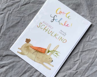 Bügelbild Set Schulanfang Hase, Gift zur Einschulung, Schultüte, Bügelbild Schulkind