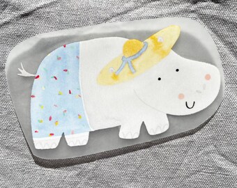 Bügelbild Nilpferd, Aufnäher, Geschenk für Kinder