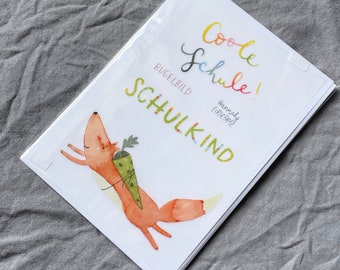 Bügelbild-set Schulanfang Fuchs, Gift Einschulung, Schultüte, Schulstart, Geschenkidee, Bügelbild Schule
