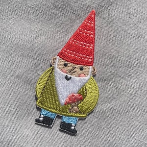 Bügelpatch Gartengnom – Moderner Aufnäher für Kinder & Erwachsene – Lustiger Patch für Kleidung, Tasche und Jeans