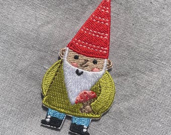 Bügelpatch Gartengnom – Moderner Aufnäher für Kinder & Erwachsene – Lustiger Patch für Kleidung, Tasche und Jeans