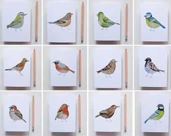 Postkarten Set ""Heimische Vögel", Vogel Postkarten, Grußkarten Vögel, Gartenvögel Karten, Postkarten Set Aquarell ."