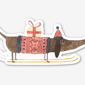 Sticker "Weihnachts-Dackel", Sticker pour ordinateur portable, Aufkleber, Planer-Sticker, Dackel-Sticker, Dackel Aufkleber