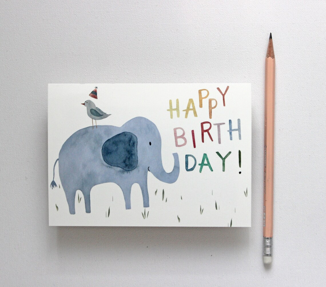 Geburtstagskarte Für Jungs – „Happy 1st Birthday“ Mit Buntem Elefanten