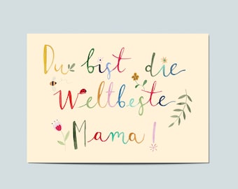 Postkaart Weltbeste Mama, Muttertag, Gift, beste Mama