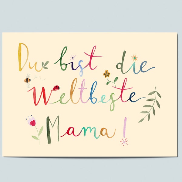 Postkarte Weltbeste Mama, Muttertag, Geschenk, beste Mama