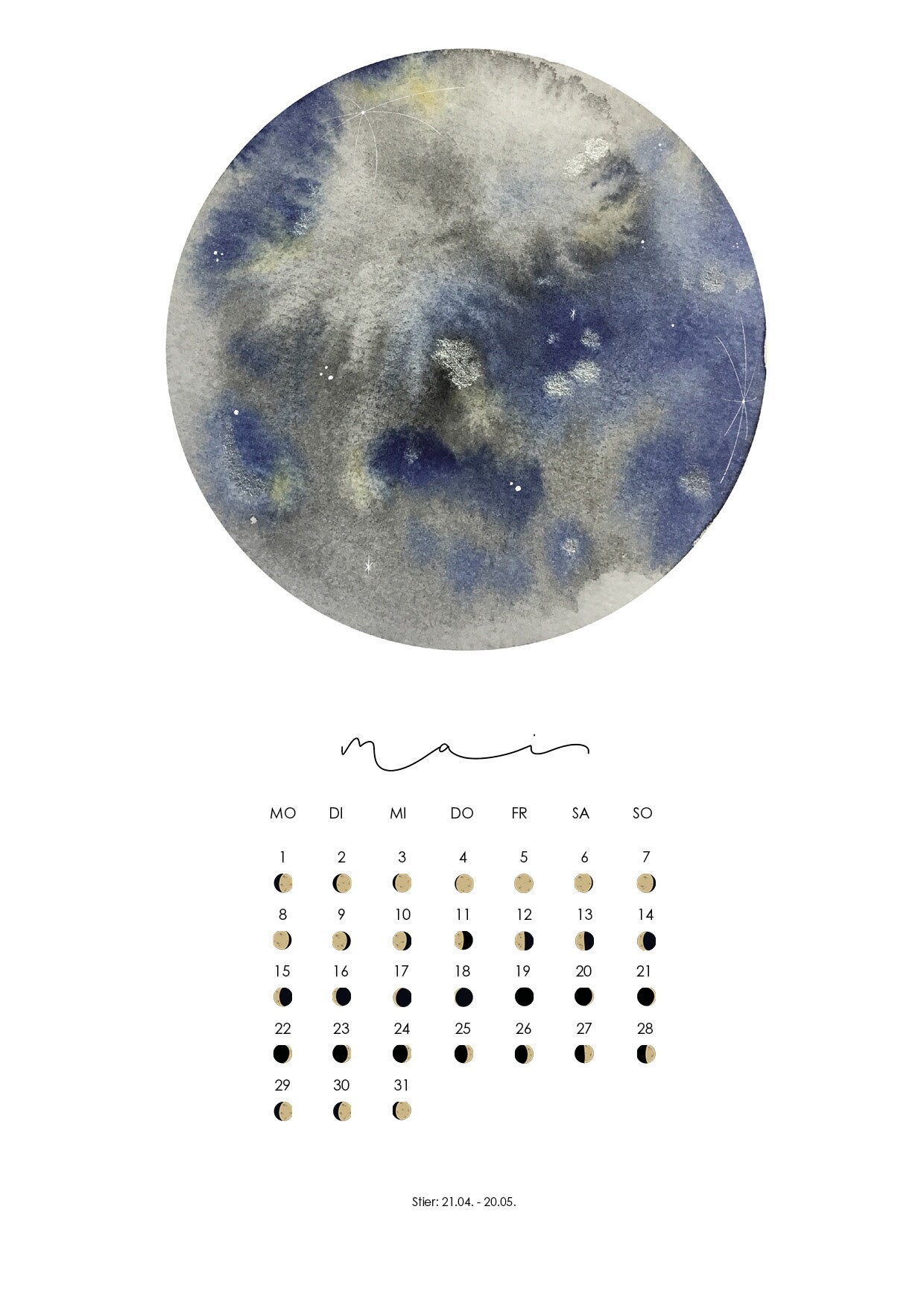 Mondkalender 2023 Lunar Kalender Mondphasen 2023 - Etsy Österreich