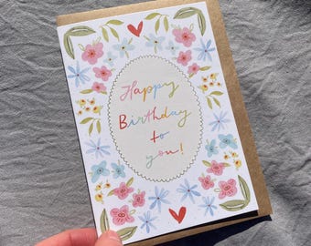 Geburtstagskarte 'Happy Birthday' , Aquarell Grußkarte inkl. Umschlag, Karte zum Geburtstag