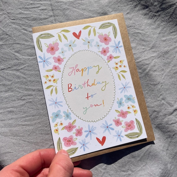 Geburtstagskarte 'Happy Birthday' , Aquarell Grußkarte inkl. Umschlag, Karte zum Geburtstag