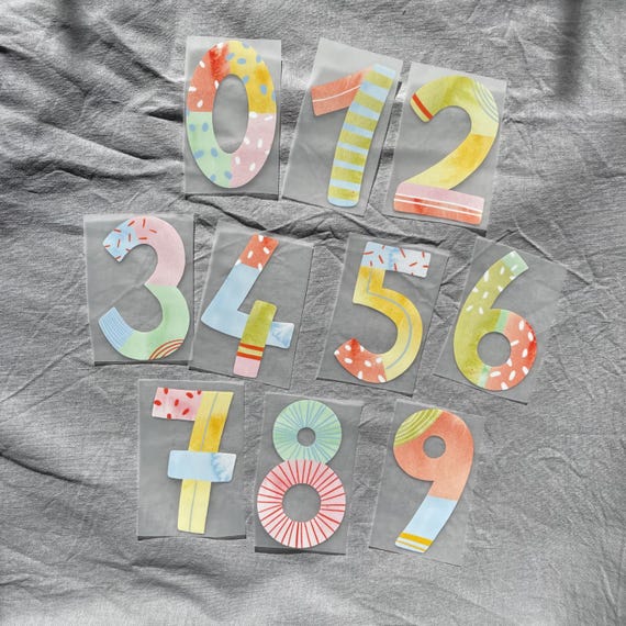 Bügelbild Zahlen in Pastell – Perfekt für Geburtstagsshirts & DIY Textildesign