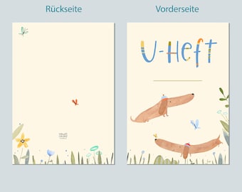 U-Heft Hülle, Impfpass, Dackel Design,  personalisiert, Geschenk zur Schwangerschaft oder Geburt, mit Fach für Impfpass und Gesundheitskarte