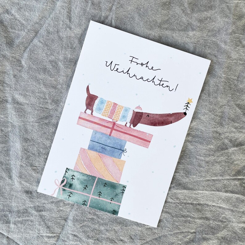Weihnachtskarte Dackel, Weihnachtsgrüße Postkarte bild 2