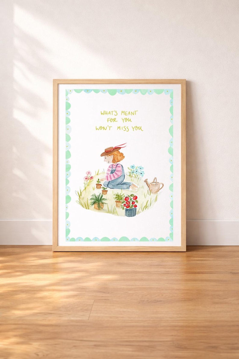Mutmacher Poster für Frauen | Self Empowerment Wandbild | Inspirierende Sprüche Poster | Feminine Illustration Print What's meant for you
